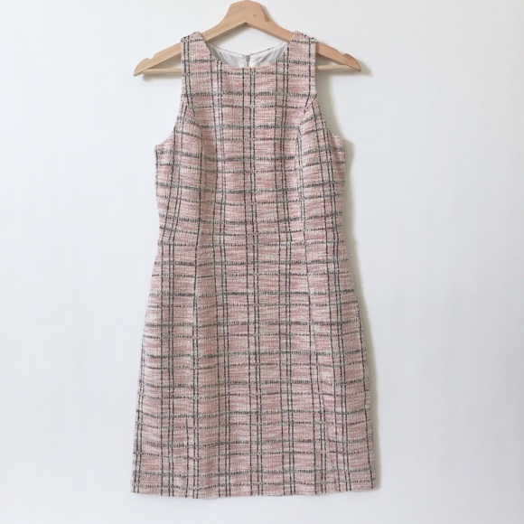 Loft Striped Boucle Sheath Dress Candy Coral Pink - Picture 4 of 8